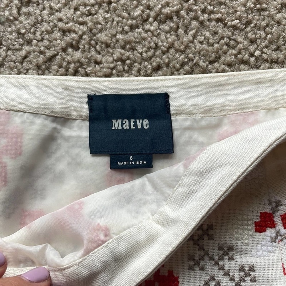 Maeve Anthropologie Blooma Cross Stitch skirt size  6 Pom - Picture 4 of 4